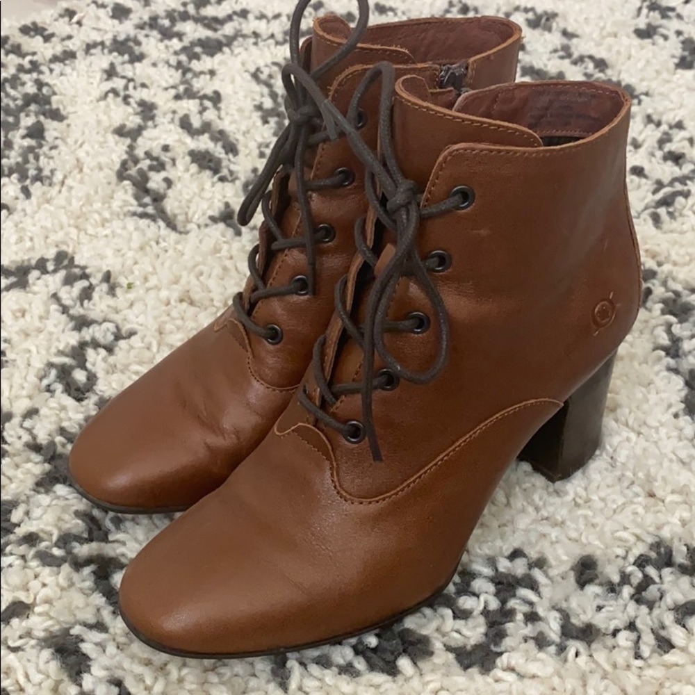 Born real leather lace up  ankle boots